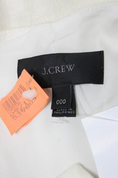 J Crew Womens Ivory Linen V-Neck Short Sleeve Shift Dress Size 00