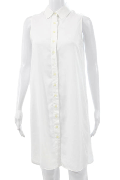 The Shirt Womens Shirt Dress White Tencel Sleeveless Button Short Size XS