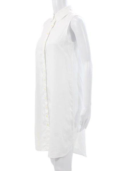 The Shirt Womens Shirt Dress White Tencel Sleeveless Button Short Size XS