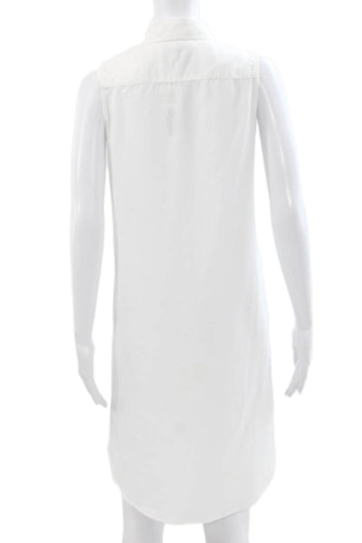 The Shirt Womens Shirt Dress White Tencel Sleeveless Button Short Size XS