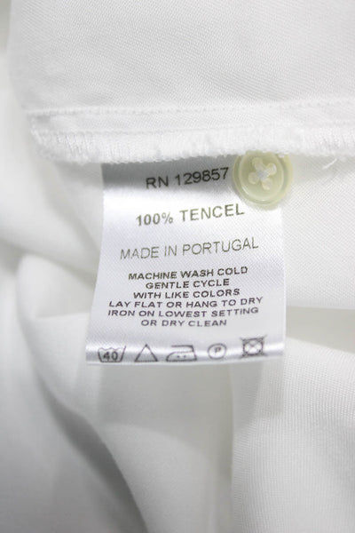 The Shirt Womens Shirt Dress White Tencel Sleeveless Button Short Size XS