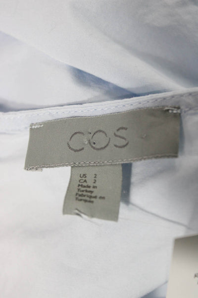 COS Women Shift Dress Blue Boat Neck Short Sleeve Zip Cotton Size 2