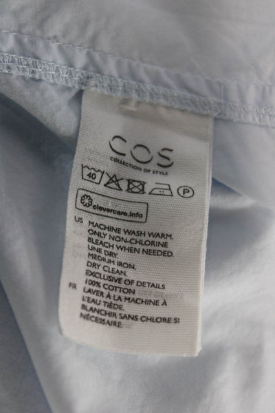 COS Women Shift Dress Blue Boat Neck Short Sleeve Zip Cotton Size 2