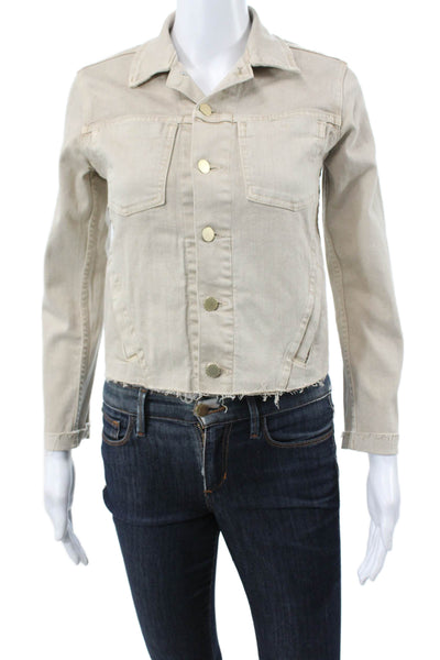 L'Agence Womens Beige Button Long Sleeve Basic Jacket Size XS