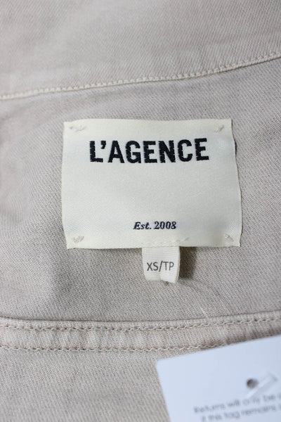 L'Agence Womens Beige Button Long Sleeve Basic Jacket Size XS