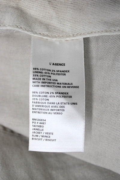 L'Agence Womens Beige Button Long Sleeve Basic Jacket Size XS
