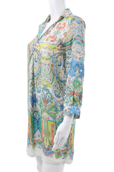 Zara Womens Shirt Dress Multicolor Paisley Collared Long Sleeve Size XS