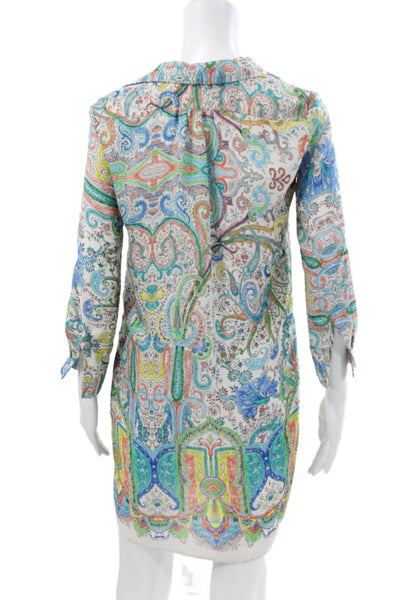 Zara Womens Shirt Dress Multicolor Paisley Collared Long Sleeve Size XS