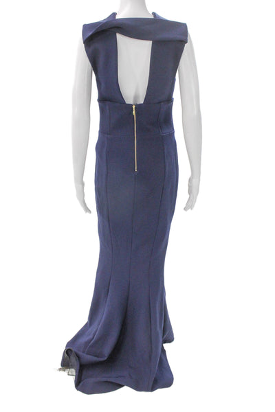 Rebecca Vallance Women Mermaid V-Neck Sleeveless Blue Long Dress Size 4