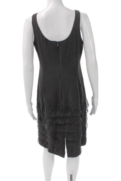 Armani Collezioni Women Sheath Dress Gray Sleeveless Short Square Neck Size 8