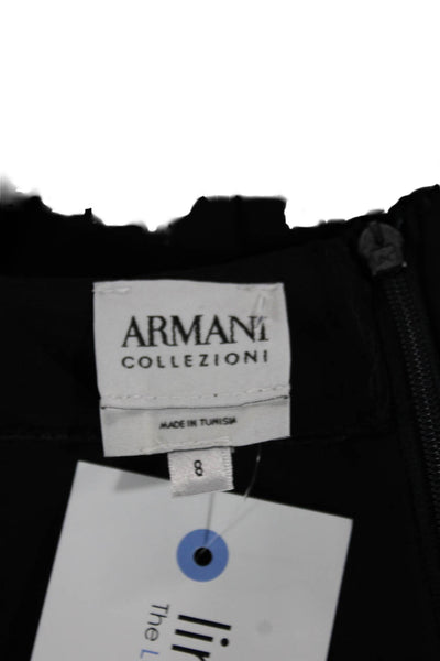 Armani Collezioni Women Sheath Dress Gray Sleeveless Short Square Neck Size 8