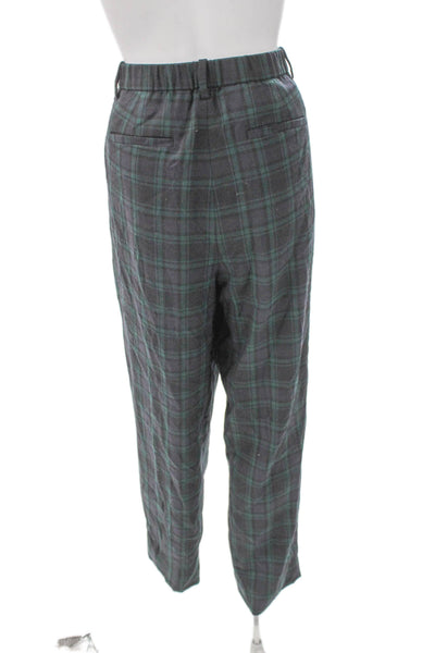 J Crew Womens Dress Pants Blue Plaid Polyester Zip Size 12 Tall
