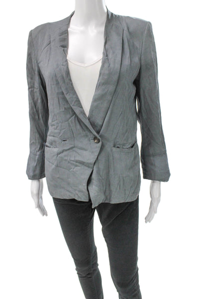 Helmut Lang Women Blazer Gray Wool Blend Button Long Sleeve Size 6
