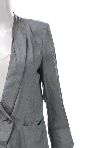 Helmut Lang Women Blazer Gray Wool Blend Button Long Sleeve Size 6