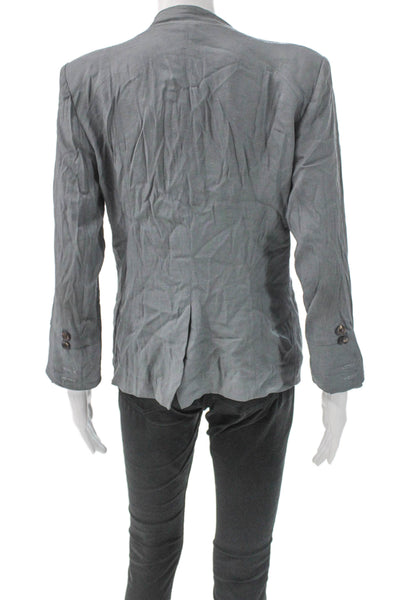Helmut Lang Women Blazer Gray Wool Blend Button Long Sleeve Size 6