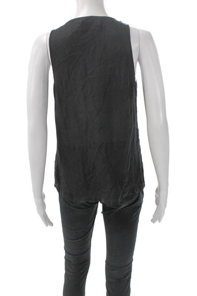 A.L.C. Women Basic Silk V-Neck Colorblock Sleeveless Tank Size S