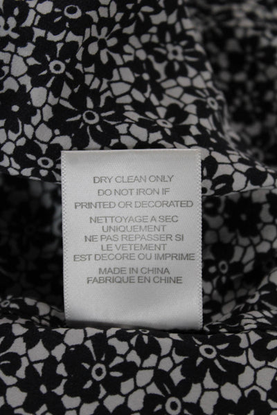 Equipment Femme Womens Black Floral Collared Blouse Long Sleeve Petite Size S
