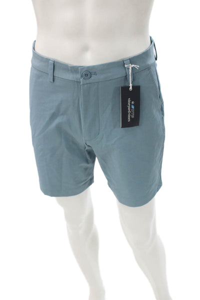 Vineyard Vines Men Chino Shorts Blue Cotton Button Size 30