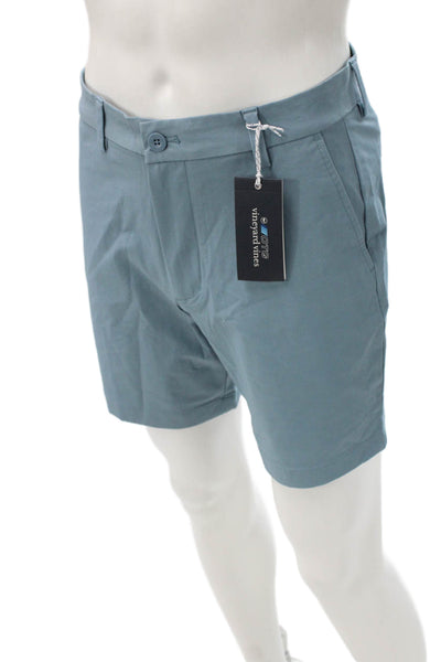 Vineyard Vines Men Chino Shorts Blue Cotton Button Size 30