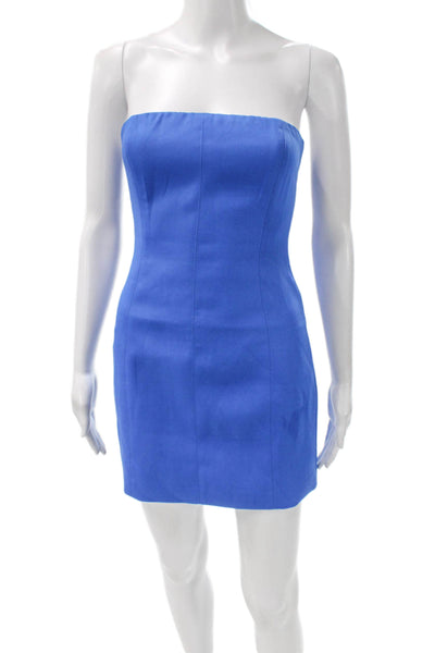 Meshki Womens Blue Strapless Bodycon Short Dress Polyester Size 2XS