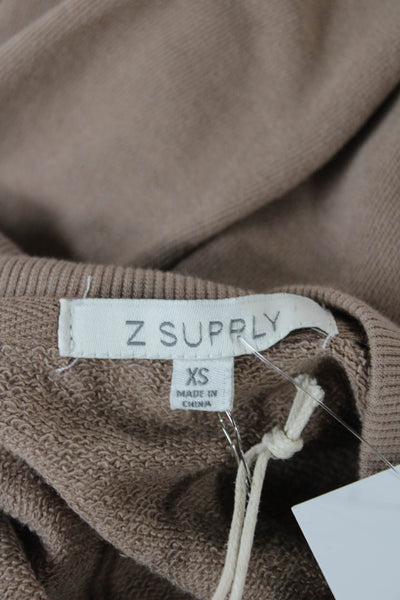 Z Supply Womens Shirt Dress Beige Long Sleeve Collared Button Cotton Size XS