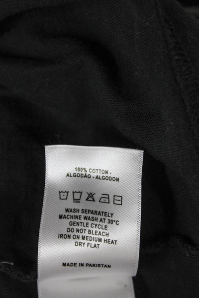 DL1961 Womens Cropped T-Shirt Black Crew Neck Short Sleeve 100% Cotton Size S