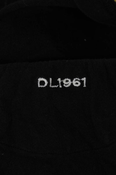 DL1961 Womens Cropped T-Shirt Black Crew Neck Short Sleeve 100% Cotton Size S