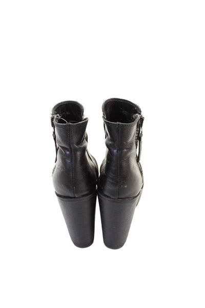 Steve Madden Womens Leather Platform Heels Ankle Boots Shoes Black Size 9