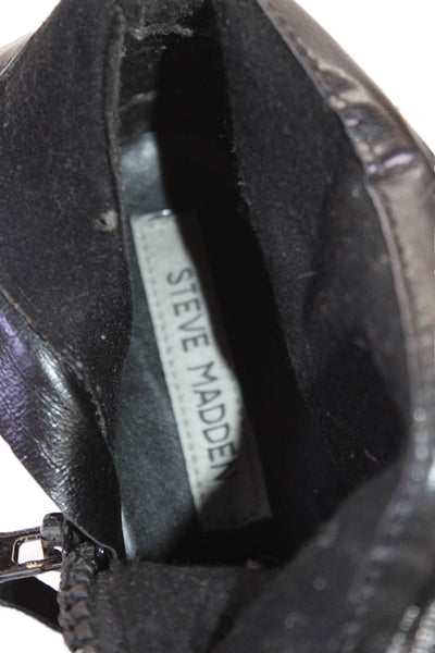 Steve Madden Womens Leather Platform Heels Ankle Boots Shoes Black Size 9