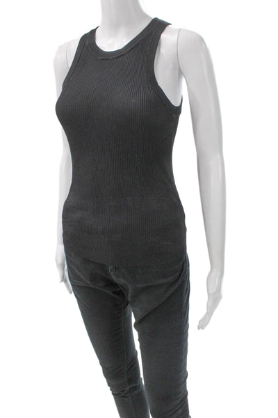 Zara Women Basic Sleeveless Tank Gray Round Neck Polyester Blend Size S