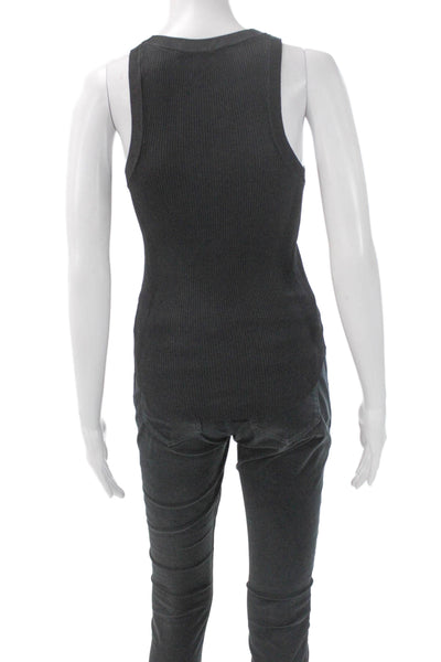 Zara Women Basic Sleeveless Tank Gray Round Neck Polyester Blend Size S