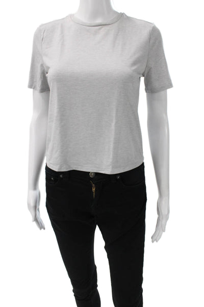 Outdoor Voices Womens Cropped T-Shirt Gray Crewneck Cotton Short Sleeve Size XS