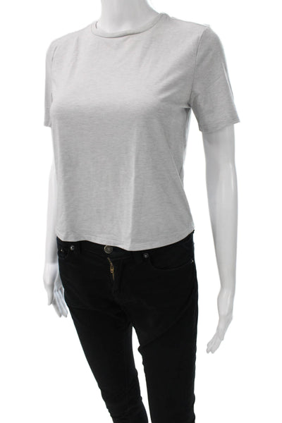 Outdoor Voices Womens Cropped T-Shirt Gray Crewneck Cotton Short Sleeve Size XS