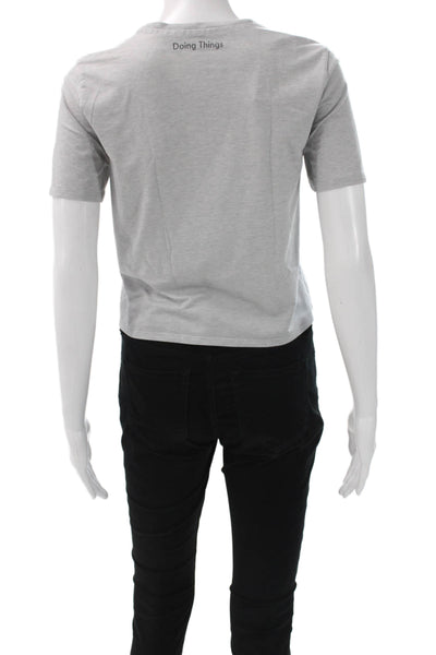 Outdoor Voices Womens Cropped T-Shirt Gray Crewneck Cotton Short Sleeve Size XS