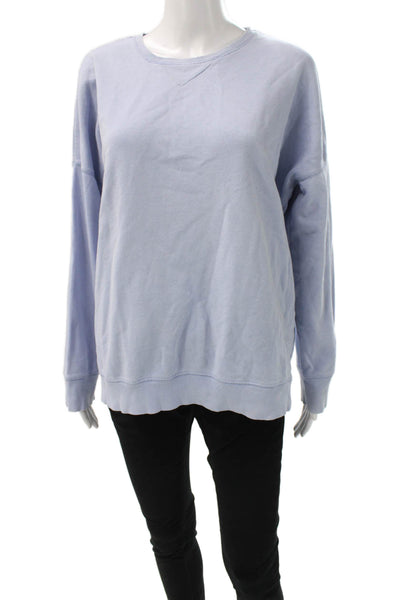 Zara Womens Pullover Sweatshirt Blue Cotton Crew Neck Long Sleeve Size M