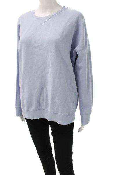 Zara Womens Pullover Sweatshirt Blue Cotton Crew Neck Long Sleeve Size M