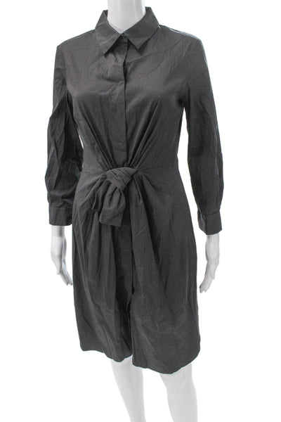 Paule Ka Women Shirt Dress Gray Long Sleeve Cotton Blend Button Size 38