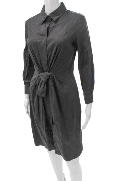 Paule Ka Women Shirt Dress Gray Long Sleeve Cotton Blend Button Size 38