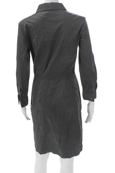 Paule Ka Women Shirt Dress Gray Long Sleeve Cotton Blend Button Size 38