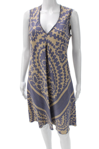 Nicole Miller Collection Women Shift Dress Purple V-Neck Size M