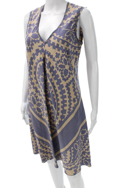 Nicole Miller Collection Women Shift Dress Purple V-Neck Size M