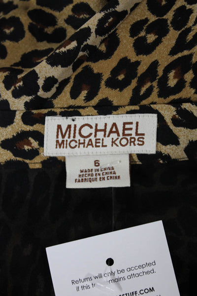 Michael Michael Kors Womens Straight Pencil Animal Print Beige Skirt Size 6