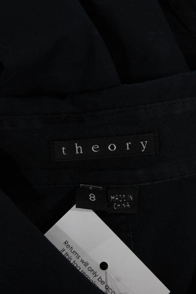 Theory Womens Collared Blue Cotton Blend Shirt Dress Button Long Sleeve Size 8