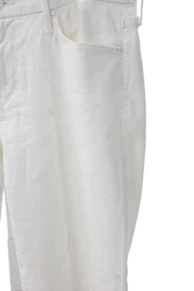 Mother Womens Ankle Jeans White Cotton High Rise 28 Inseam Size 30
