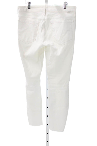Mother Womens Ankle Jeans White Cotton High Rise 28 Inseam Size 30