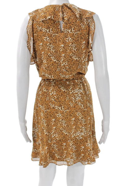 Paige Women Wrap Dress Brown Animal Print Sleeveless V-Neck Short Size S