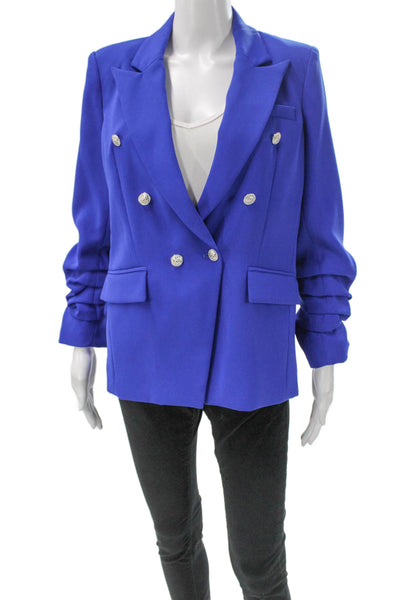 Generation Love Womens Blue Polyester Button Long Sleeve Blazer Size M