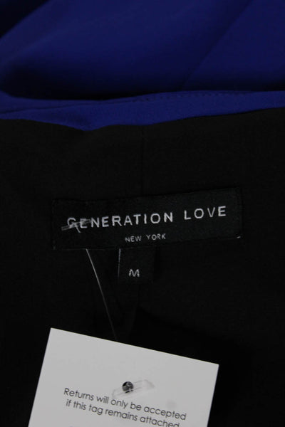 Generation Love Womens Blue Polyester Button Long Sleeve Blazer Size M