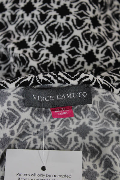 Vince Camuto Womens Black Geometric V-Neck Tunic Blouse Sleeveless Size 2X