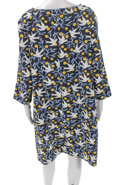 Boden Women Blue Shift Dress Boat Neck 3/4 Sleeve Polyester Blend Size 16